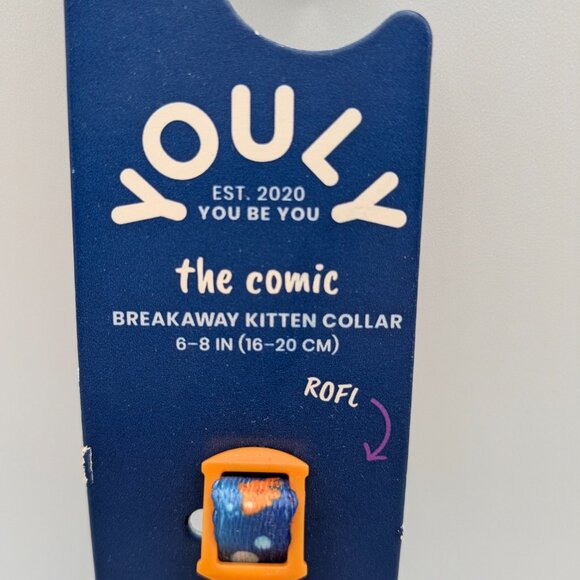 Youly Breakaway Kitten Collar Blue/Orange with Bell, 6"-8", NEW - Picture 4 of 6